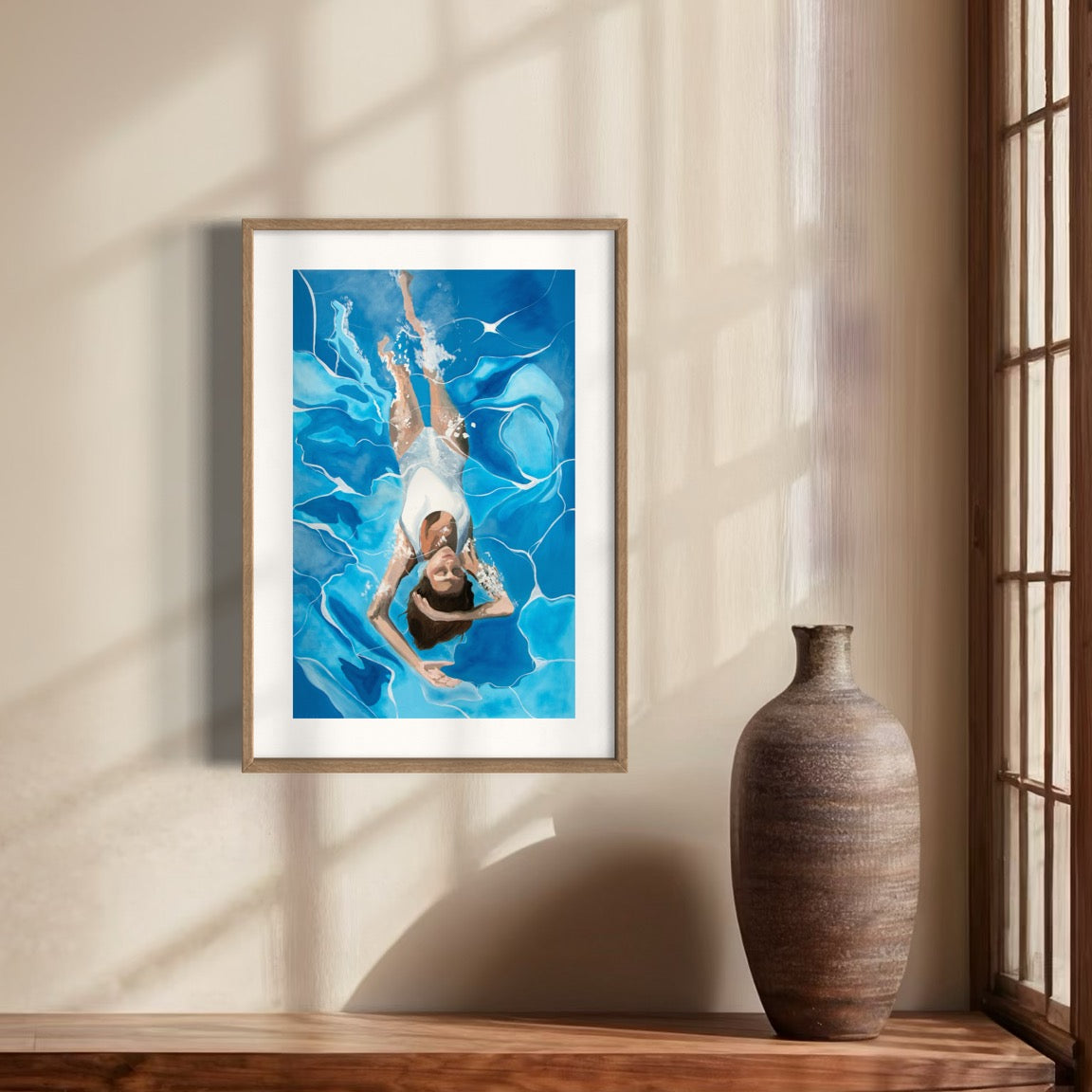 Limited Fine art print: "Serene Waters: A Meditative Dance in Blue"