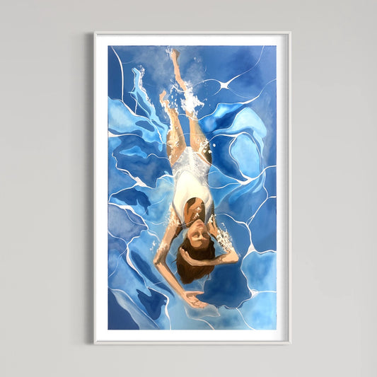 Limited Fine art print: "Serene Waters: A Meditative Dance in Blue"