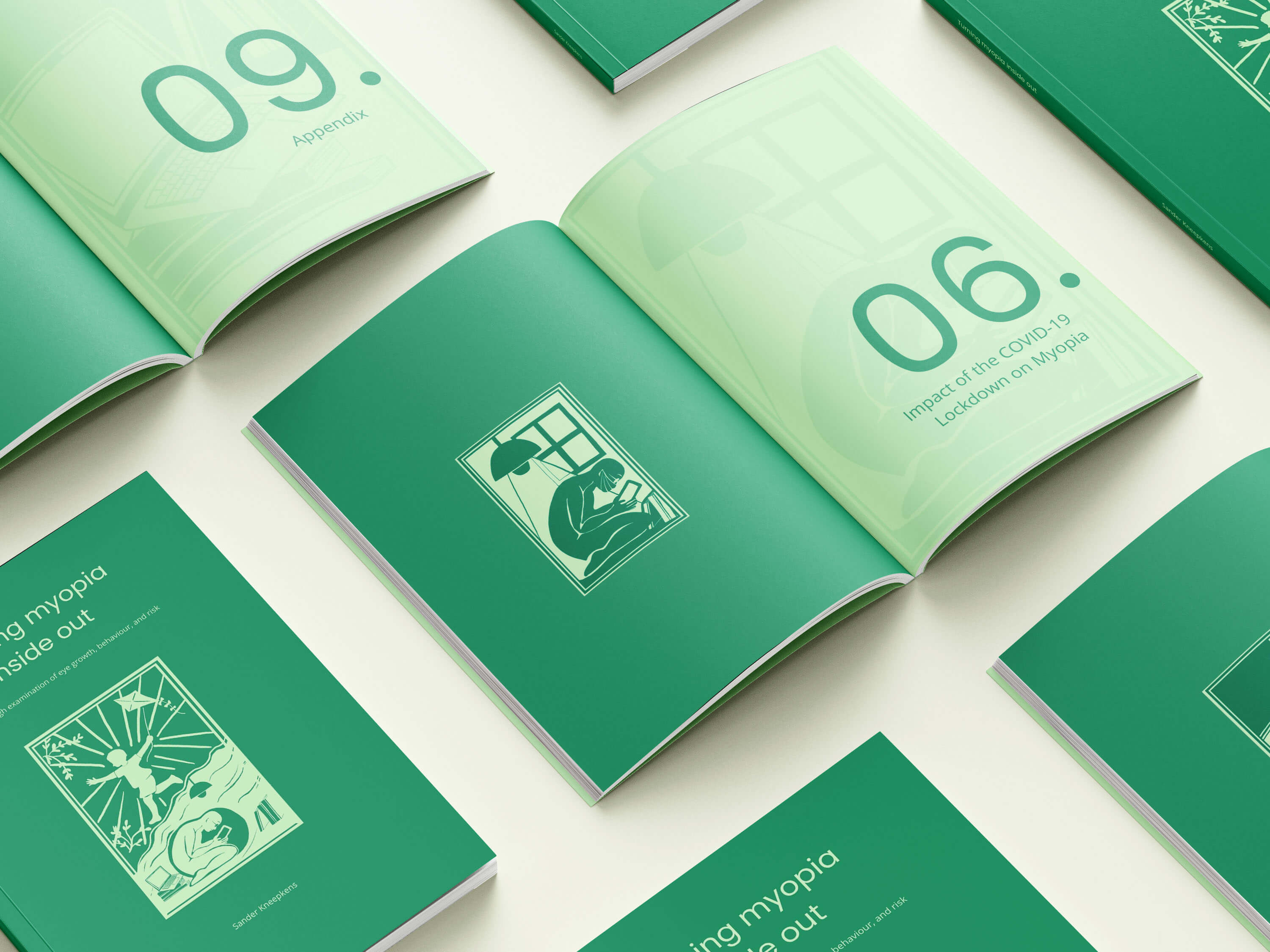 Proefschrift illustratie en opmaak voor medisch onderzoek, complexe thema’s vertaald naar een rustige lijntekening