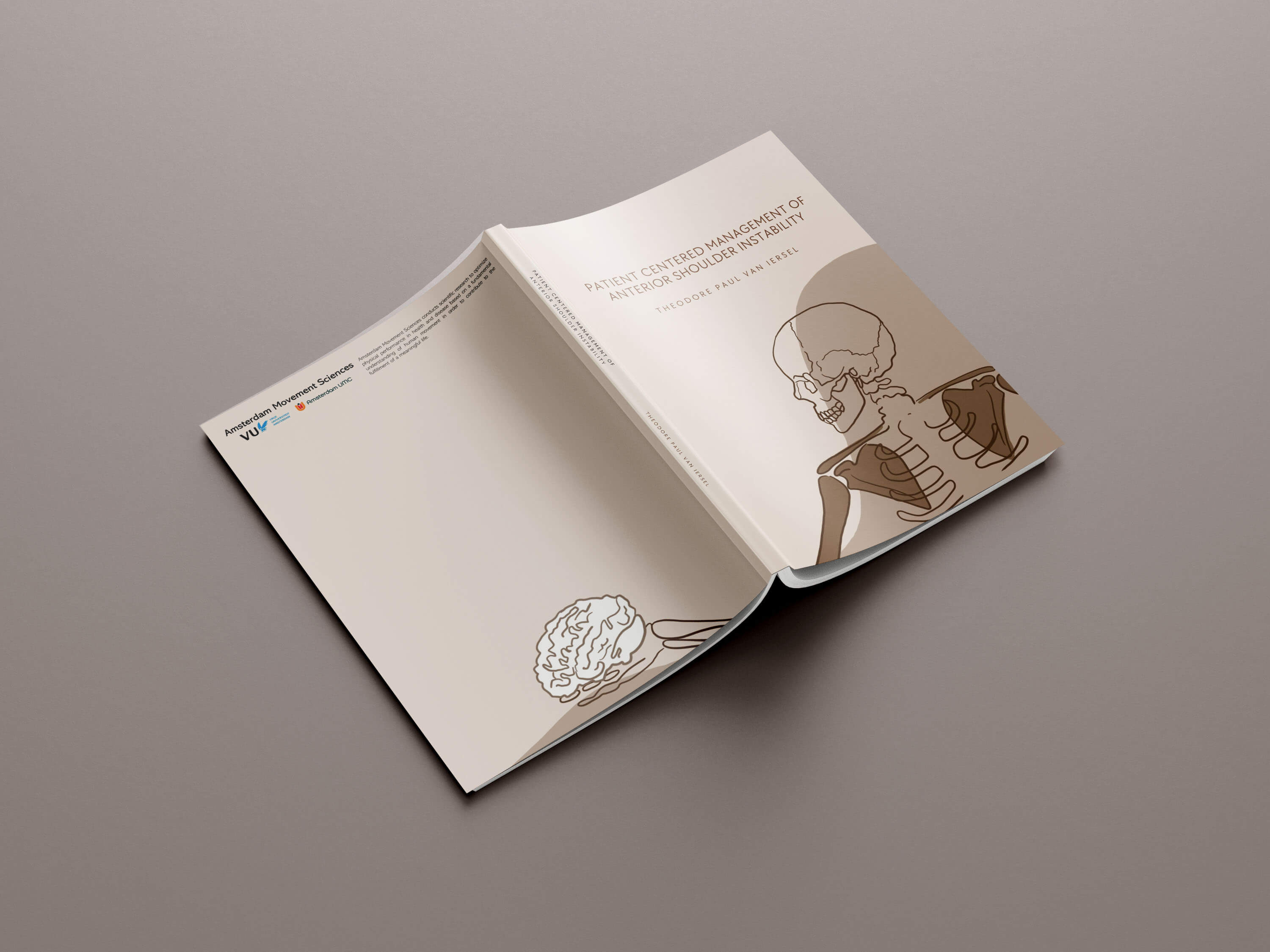 Proefschrift cover design met doorlopende lijnillustratie in minimalistische stijl, volledig ontworpen en opgemaakt